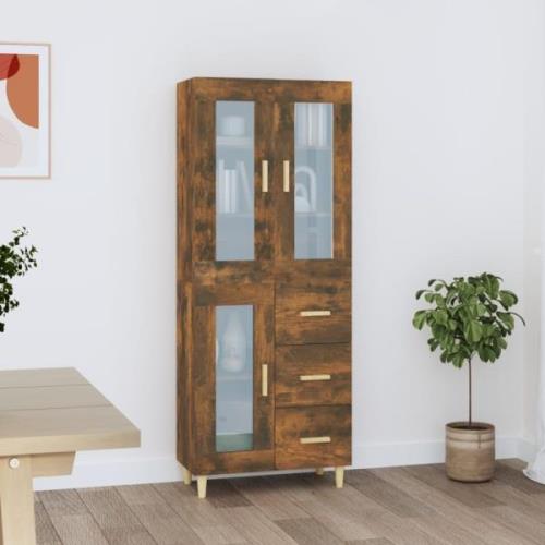 vidaXL Highboard røkt eik 69,5x34x180 cm konstruert tre