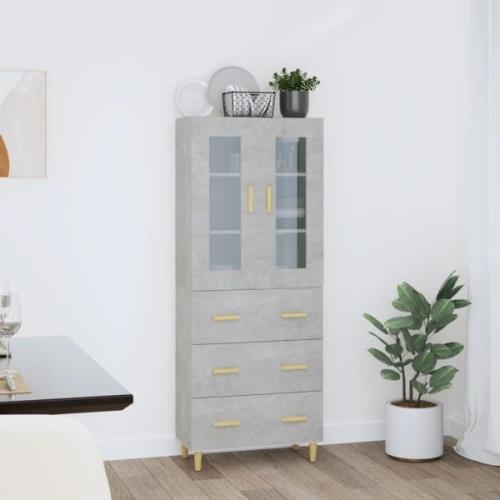 vidaXL Highboard betonggrå 69,5x34x180 cm konstruert tre