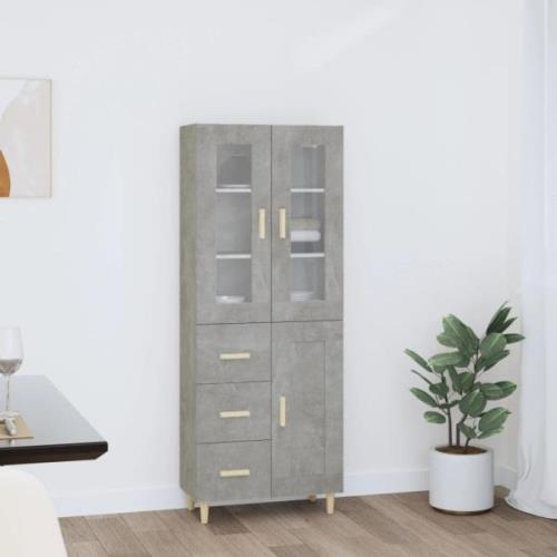 vidaXL Highboard betonggrå 69,5x34x180 cm konstruert tre