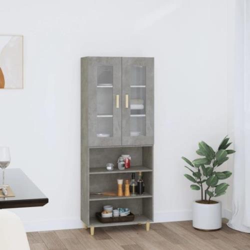 vidaXL Highboard betonggrå 69,5x34x180 cm konstruert tre