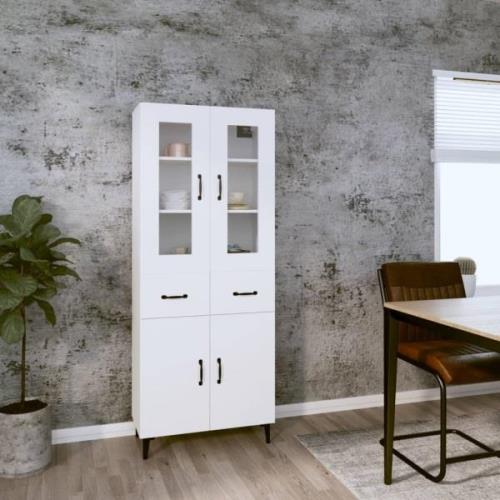 vidaXL Highboard hvit 69,5x34x180 cm konstruert tre