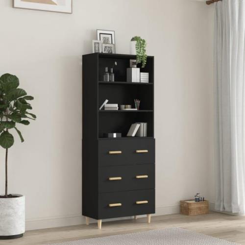 vidaXL Highboard svart konstruert tre