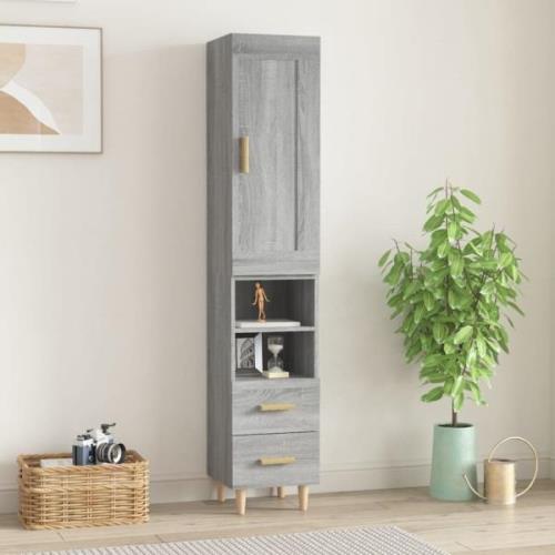 vidaXL Highboard grå eik 35x34x180 cm konstruert tre