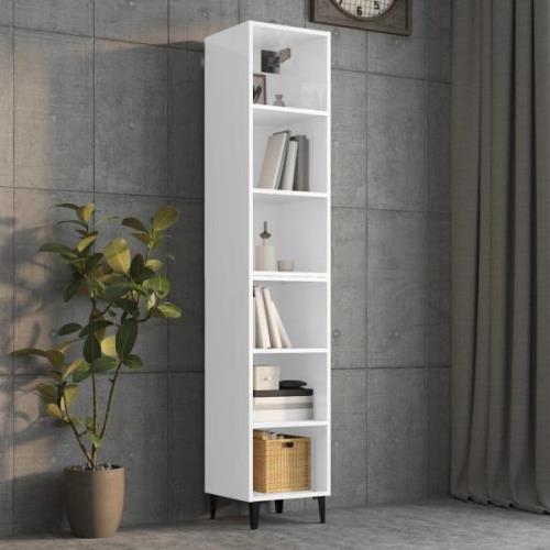 vidaXL Highboard høyglans hvit 34,5x32,5x180 cm konstruert tre