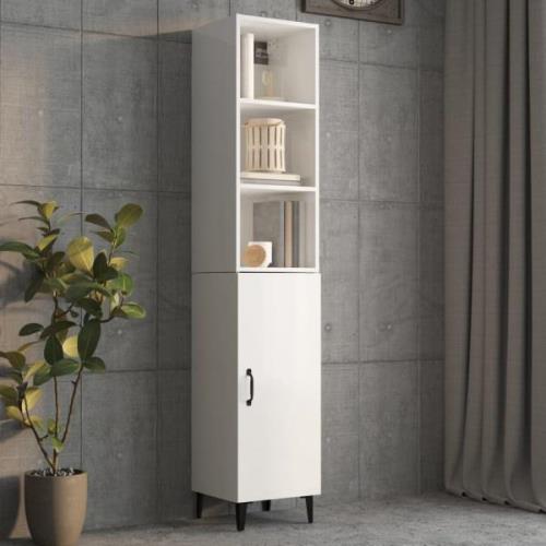 vidaXL Highboard høyglans hvit 34,5x34x180 cm konstruert tre