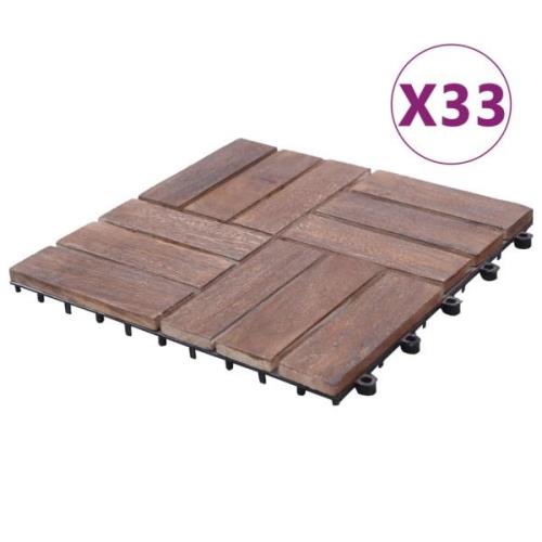 vidaXL Terrassebord 33 stk 30x30 cm gjenvunnet heltre