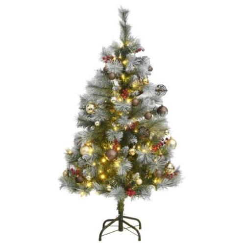 vidaXL Kunstig hengslet juletre med 150 LED og kulesett 120 cm