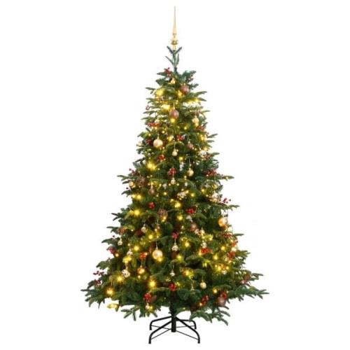 vidaXL Kunstig hengslet juletre med 300 LED og kulesett 240 cm