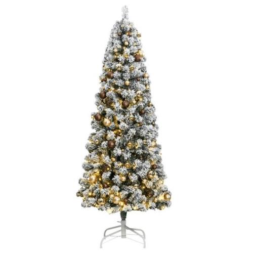 vidaXL Kunstig hengslet juletre med 300 LED og kulesett 240 cm