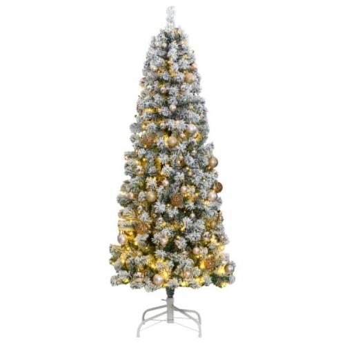 vidaXL Kunstig hengslet juletre med 300 LED og kulesett 180 cm