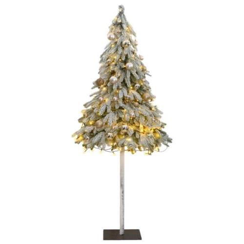 vidaXL Kunstig juletre med 300 LED kulesett flokket snø 210 cm