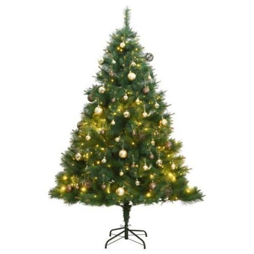 vidaXL Kunstig hengslet juletre med 300 LED og kulesett 180 cm