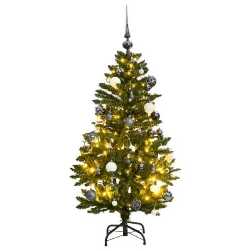 vidaXL Kunstig hengslet juletre med 150 LED og kulesett 120 cm