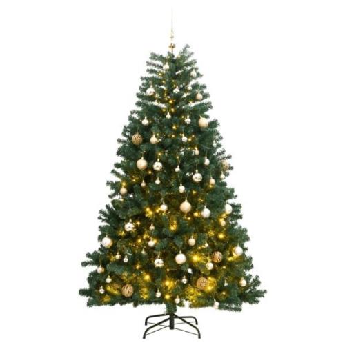 vidaXL Kunstig hengslet juletre med 300 LED og kulesett 270 cm