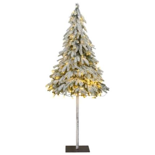 vidaXL Kunstig juletre med 300 LED flokket snø slankt 210 cm