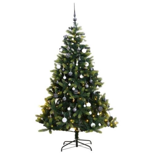 vidaXL Kunstig hengslet juletre med 300 LED og kulesett 240 cm