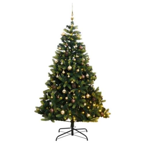 vidaXL Kunstig hengslet juletre med 300 LED og kulesett 180 cm