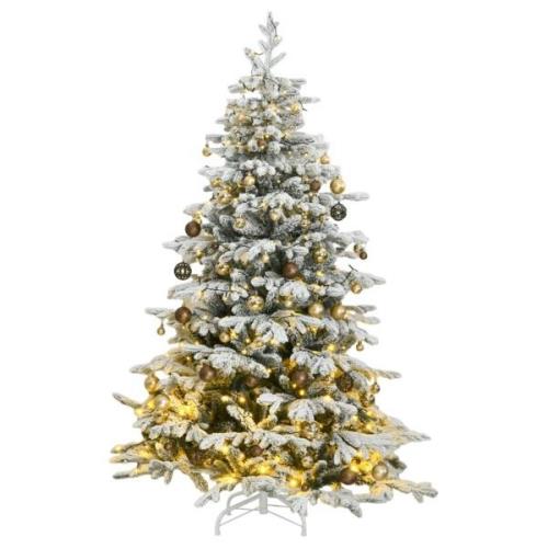 vidaXL Kunstig hengslet juletre med 300 LED og kulesett 210 cm