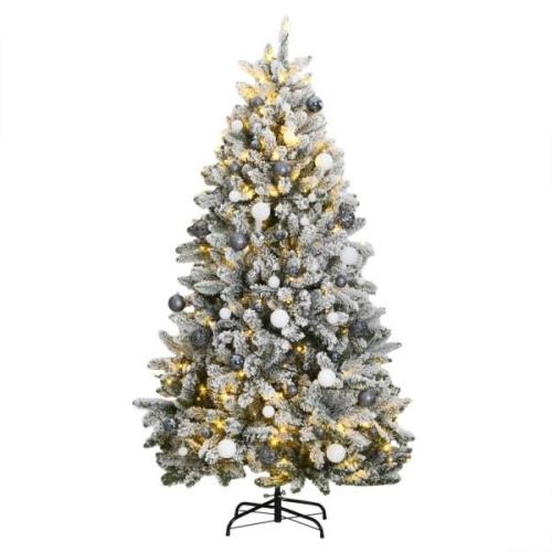 vidaXL Kunstig hengslet juletre med 300 LED og kulesett 180 cm