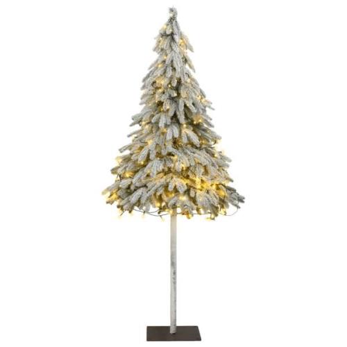 vidaXL Kunstig juletre med 150 LED og flokket snø 120 cm