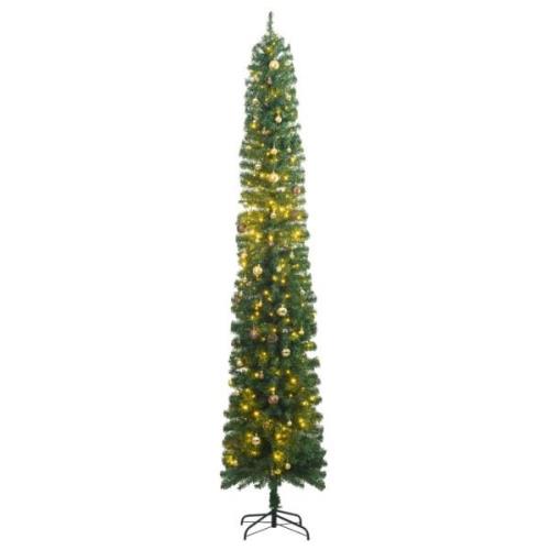 vidaXL Slankt juletre med 300 LED og kulesett 300 cm