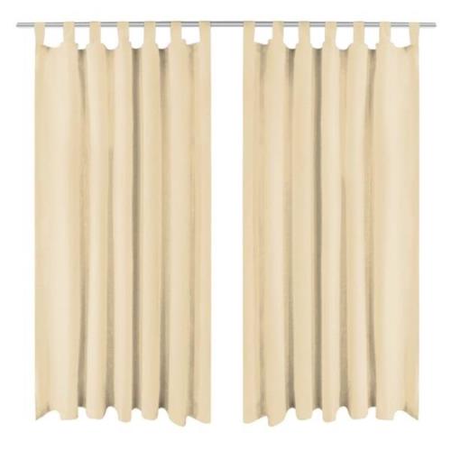 vidaXL Mikrosateng gardiner med hemper 2 stk 140x225 cm beige