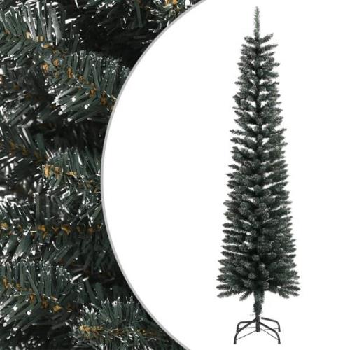 vidaXL Kunstig slankt juletre med stativ grønn 210 cm PVC