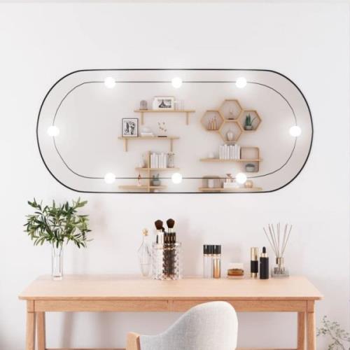 vidaXL Veggspeil med LED-lys 45x100 cm glass oval