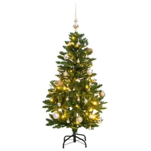 vidaXL Kunstig hengslet juletre med 150 LED og kulesett 120 cm