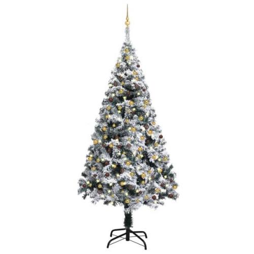 vidaXL Forhåndsbelyst kunstig juletre med kulesett grønn 240 cm PVC