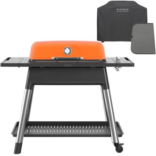 Everdure Furnace gassgrill + grillovertrekk & grillplade, matt oransje