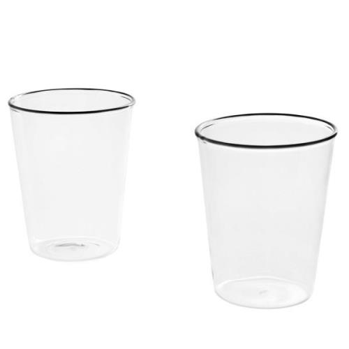 HAY Glas Rim Clear, sort, 2 stk