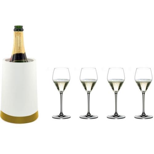 Riedel Summer Set Prosecco glass med vinkjøler, hvit/gull