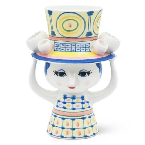 Bjørn Wiinblad Lady with hat vase 20.5 cm, blå