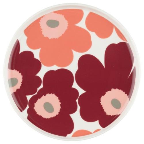 Marimekko Unikko tallerken 20 cm, hvit/cherry/rød