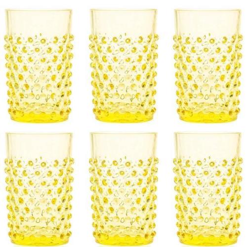 Klimchi - Hobnail glass 20 cl 6 stk citrine