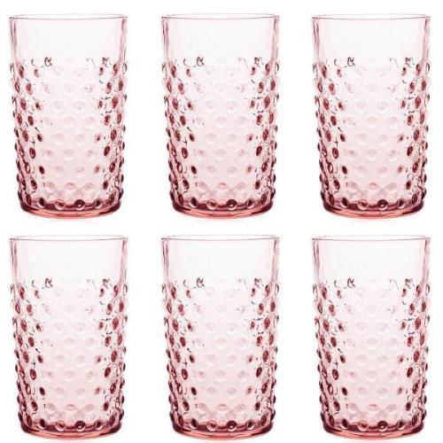 Klimchi - Hobnail glass 20 cl 6 stk rosaline