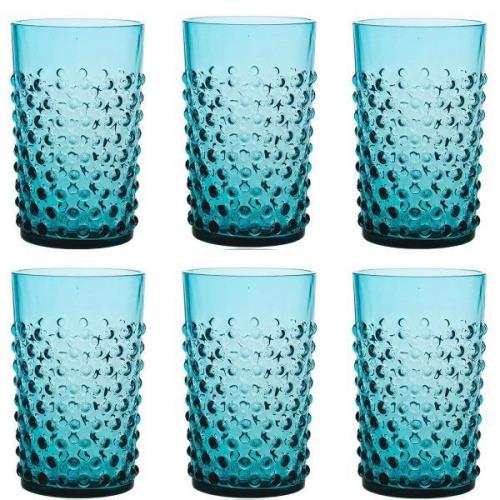 Klimchi - Hobnail glass 20 cl 6 stk aquamarine