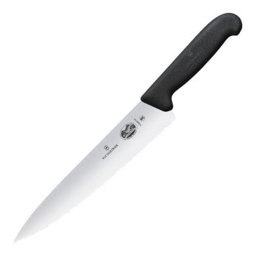 Victorinox - Fibrox kokkekniv bølget 22 cm svart