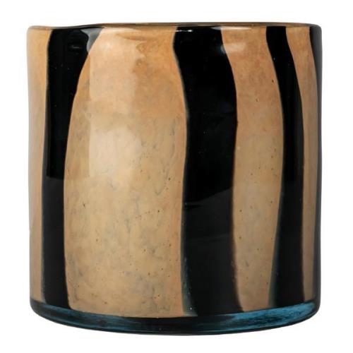 ByOn - Calore vase/lyslykt 15x15 cm beige/svart striper