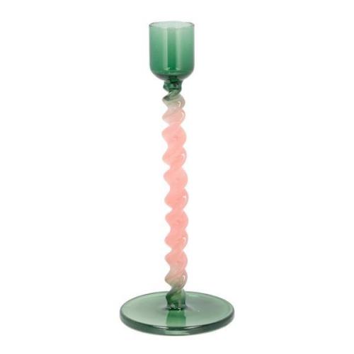 Villa Collection - Styles lysestake glass 7,4x16,3 cm grønn/rosa