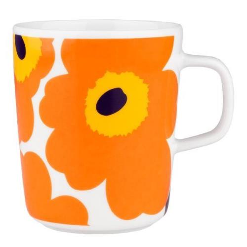 Marimekko - Oiva Unikko 60th anniversary krus 25 cl hvit/oransje/gul