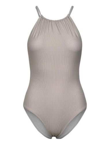 Halter Printed Swimsuit Badedrakt Badetøy Beige Filippa K