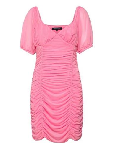 Paula Jersey Ruched Bdycon Dr Kort Kjole Pink French Connection