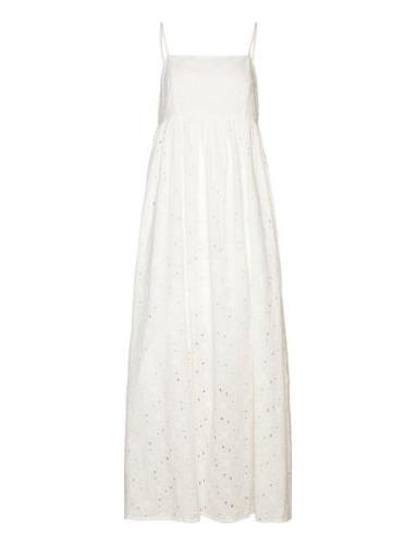 Slfbonita Maxi Broderi Strap Dress B Maxikjole Festkjole White Selecte...