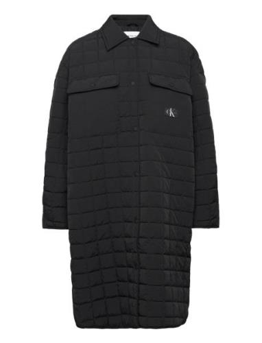 Long Quilted Utility Coat Tynn Kåpe Black Calvin Klein Jeans