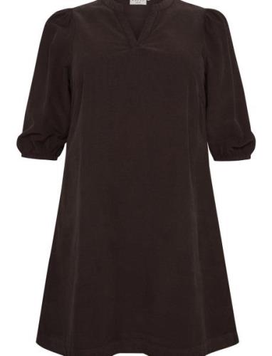 Kcline Dress Kort Kjole Brown Kaffe Curve