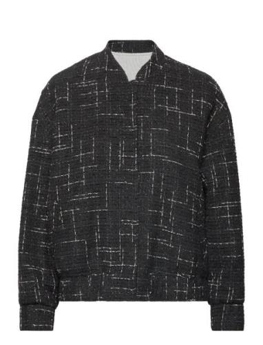 Tweed Bomber Jacket Bomberjakke Black Mango