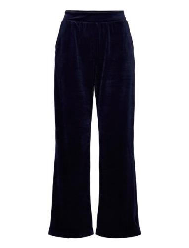 Pant Straight Leg Velours Pyjamasbukser Pysjbukser Navy Hunkemöller