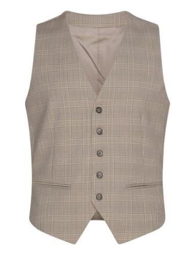 Checked Stretch Waistcoat Dressvest Beige Lindbergh